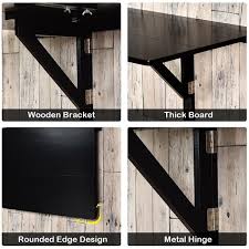 Wall Mounted Drop Leaf Table Floating Folding Desk Space Saver Black