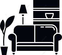 Black Apartment Interior Icon With