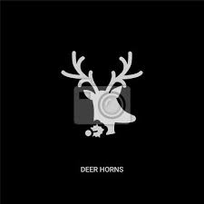 White Deer Horns Vector Icon On Black