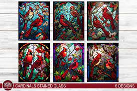 Cardinal Bird Stained Glass Graphic By