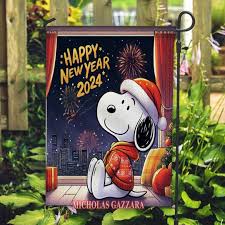 Snoopy Happy New Year 2024 Garden Flag