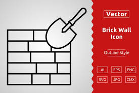 Vector Brick Wall Outline Icon Design