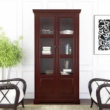 Askov Solid Wood Bookcase With Glass Door