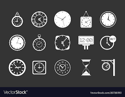 Wall Clock Icon Set Grey Royalty Free