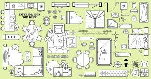 Floor Plan Icon Set In Top View For