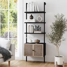 Modern Bookcase With Rattan Cabinet
