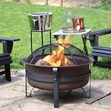 Sunnydaze 29 Cauldron Outdoor Wood Burning Fire Pit With Spark Screen