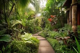 Tropical Garden With Tropical Plants
