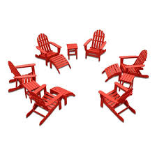 Durogreen 12 Pc Folding Adirondack Chair Set 6 Chairs 3 Ottomans And 3 Side Tables Made With All Weather Tangentwood Oversized High End Patio