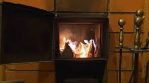 Wood Stove Open Door And Firebox With