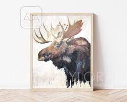 Moose Wall Print Moose Painting Print