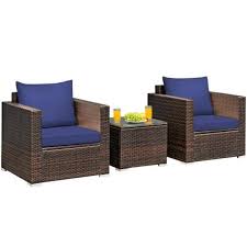 Forclover 3 Pieces Rattan Patio