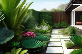 Tropical Garden Design With Stone Path