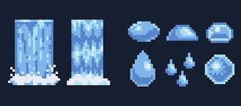 Water Drops And Splashes Pixel Art Icon