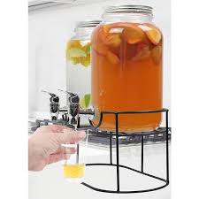 Aoibox 3 78l 1 Gal 2 Jar Glass Food Grade Beverage Dispenser With Black Metal Stand Leak Free Spigot