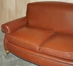 Edwardian Brown Leather Club Sofa With