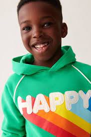 Jools Oliver Green Rainbow Happy Hoodie