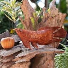 Hand Carved Suar Wood Arowana Fish