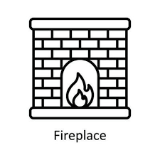 Fireplace Vector Outline Icon Design