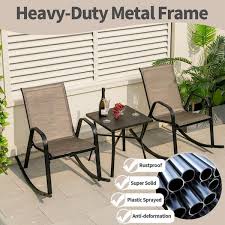 Brown Patio Metal Outdoor Rocking Chair