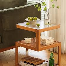 Solid Wood Geometric Side Table