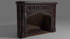 3d Model Wooden Mantle Fireplace With