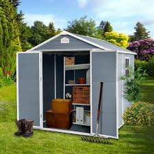 8 Ft W X 6 Ft D Outdoor Plastic Garden Storage Shed Perfect To Patio Furniture Coverage Area 48 Sq Ft Grey