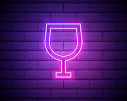 Vector Wine Glass Glowing Colour Neon