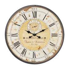 Decmode Wood And Metal Romanian Wall Clock 32 Diam In Size 33 2 L X 32 2 W X 2 5 H Beige