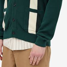 beams plus stripe cardigan green end