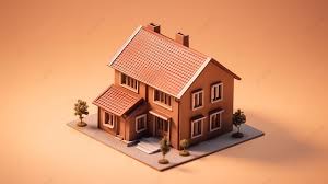 Brown Colored Isometric Miniature House