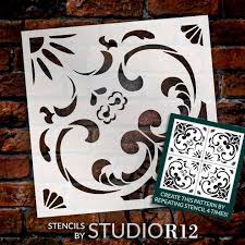 Ornate Fl Tile Stencil By Studior12