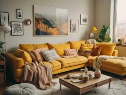 Bright Yellow Colorful Living Room With