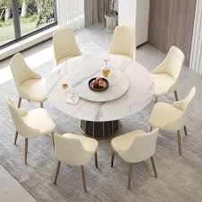 White Round Marble Top Dining Table