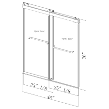 Angeles Home 46 In 48 In W X 76 In H Double Sliding Frameless Soft Close Shower Door In Brushed Nickel With Tempered Glass