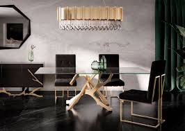 Sculptural Gold Base Glass Dining