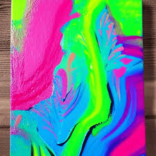 Acrylic Paint Pour Bright Neon Colors