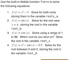 Matlab Function Fzero To Solve