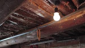 Creepy Old Light On A Wooden Ceiling