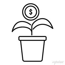 Money Plant Pot Icon Outline Money