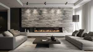 Fireplace Decorated With Stone Tiles In