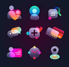 Realistic Set Of Glassmorphism Ui Icons