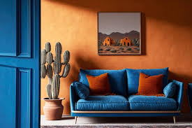 Home Interior Blue With Sofa And