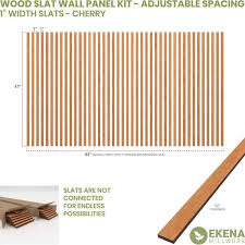 Ekena Millwork Sww84x48x0250ch 47 H X 1 4 T Adjustable Wood Slat Wall Panel Kit W 1 W Slats Cherry Contains 42 Slats