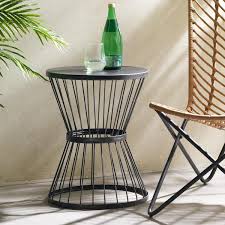 Round Metal Outdoor Patio Side Table
