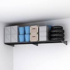 Fleximounts Black Steel Bracket Shelf 48 In L X 24 In D 2 Decorative Shelves Br24b E