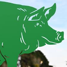 Green Large Sitting Pig Silhouette