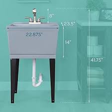 Grey Utility Sink Laundry Tub With Pull