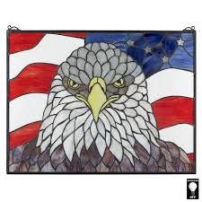 Bald Eagle Stained Glass Window Panel