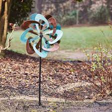 Southern Patio Pinwheel Wind Spinner Yard Stake Teal Copper